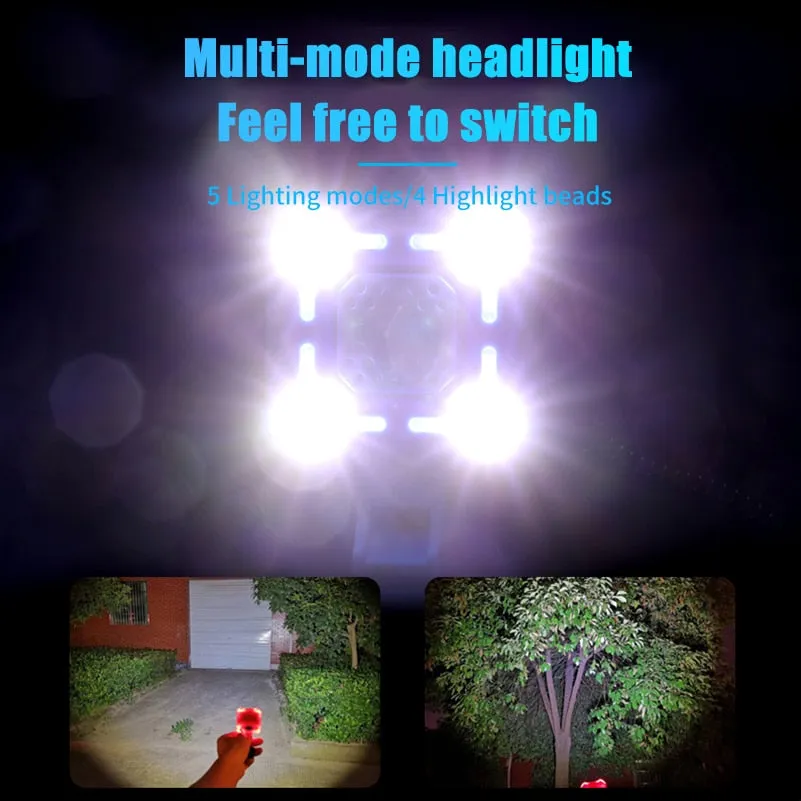140 dB Bike Bell 4 Lamp Cycling Light 1200mAh Electric Horn Waterproof USB Charging Loud Alarm Security Bicycle Bell