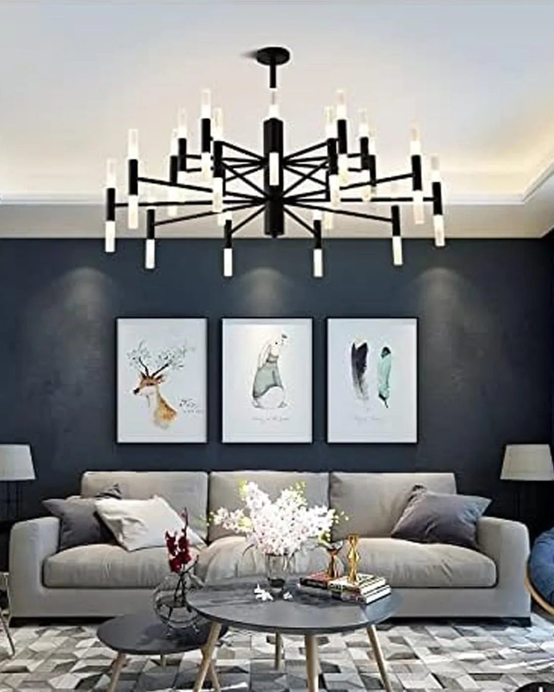 2 Tier Crystal Tube Chandelier