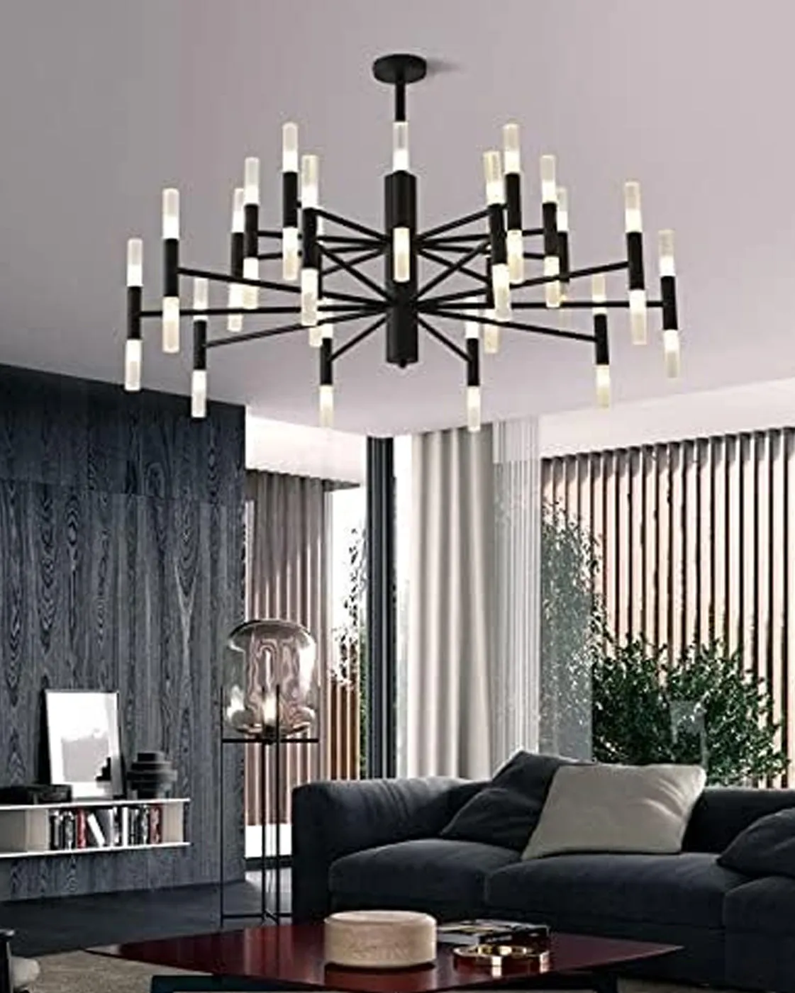 2 Tier Crystal Tube Chandelier
