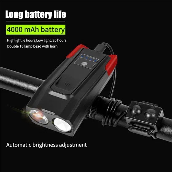 4000mAh Smart Induction Bicycle Front Light Set USB Rechargeable 800 Lumen LED Bike Light with Horn Bike Lamp Cycling FlashLight