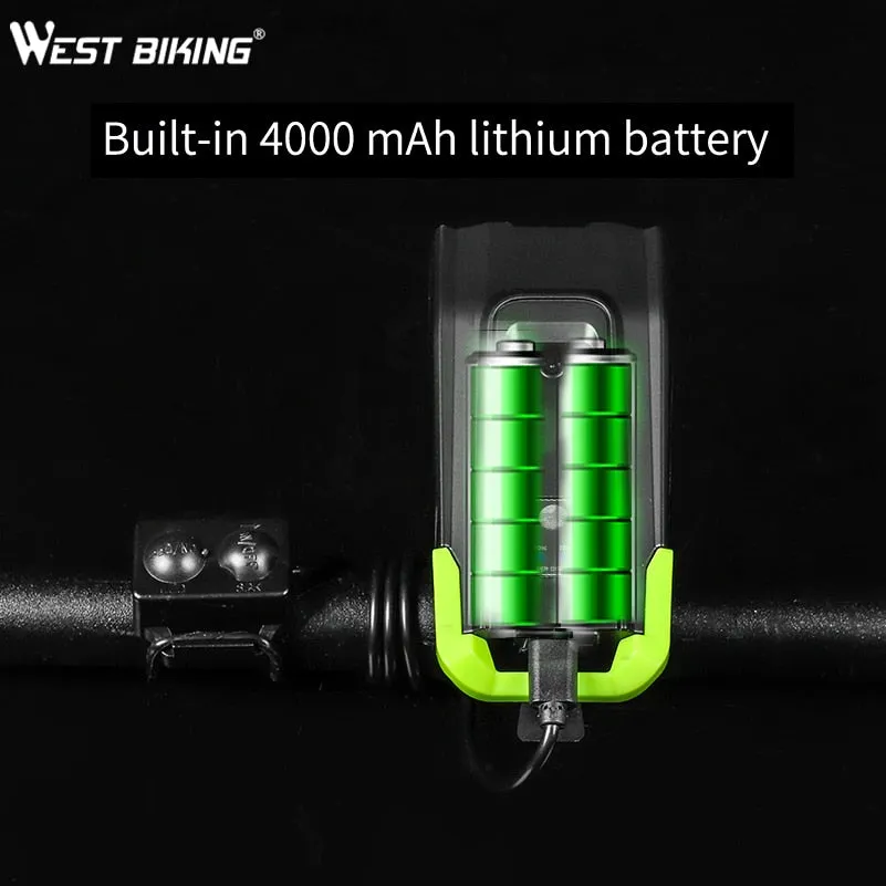 4000mAh Smart Induction Bicycle Front Light Set USB Rechargeable 800 Lumen LED Bike Light with Horn Bike Lamp Cycling FlashLight