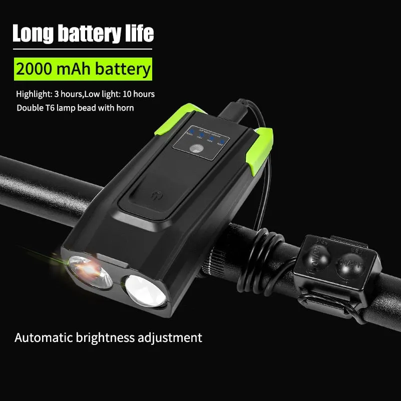 4000mAh Smart Induction Bicycle Front Light Set USB Rechargeable 800 Lumen LED Bike Light with Horn Bike Lamp Cycling FlashLight