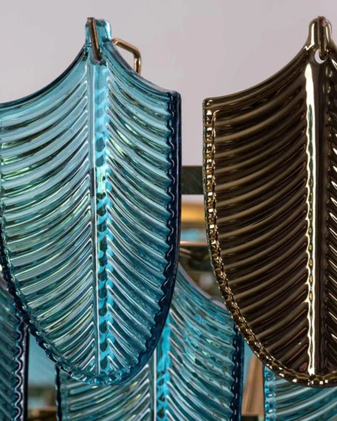 Blue Crystal Leaf Chandelier - 500MM
