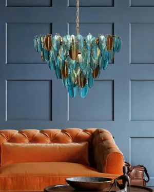 Blue Crystal Leaf Chandelier - 500MM